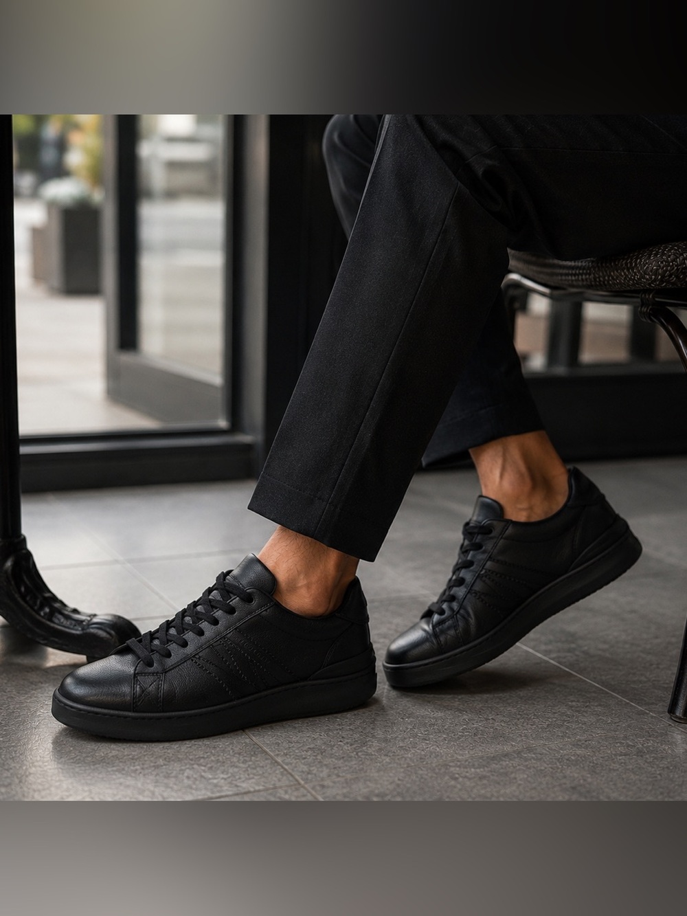 NWT Moncler New Monaco Low Black Leather Sneakers EU40 / US 7